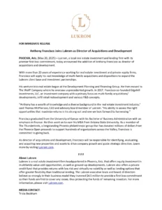Anthony Francisco New Hire Press release